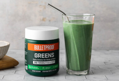 Smoothie made with Bulletproof Greens and Bulletproof Unflavored Collagen Peptides