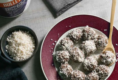 An overhead photo of Bulletproof no-bake protein brownie bites