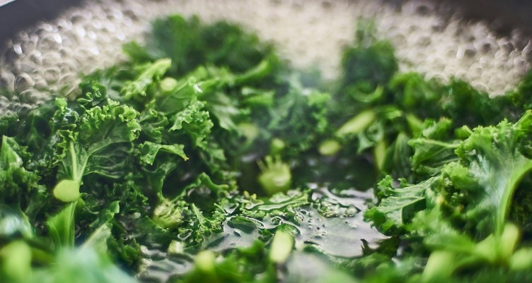 Kale cooking in boiling water
