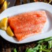 salmon on a plate with lemon