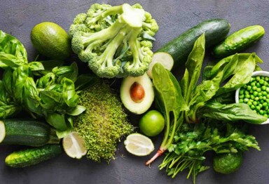 table of healthy green vegetables
