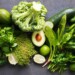 table of healthy green vegetables