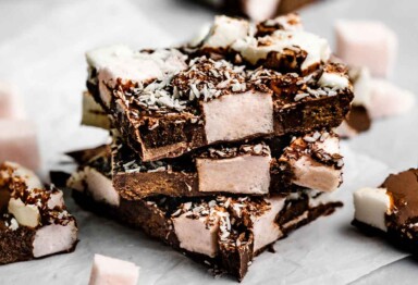 Stack of bulletproof rocky road bars