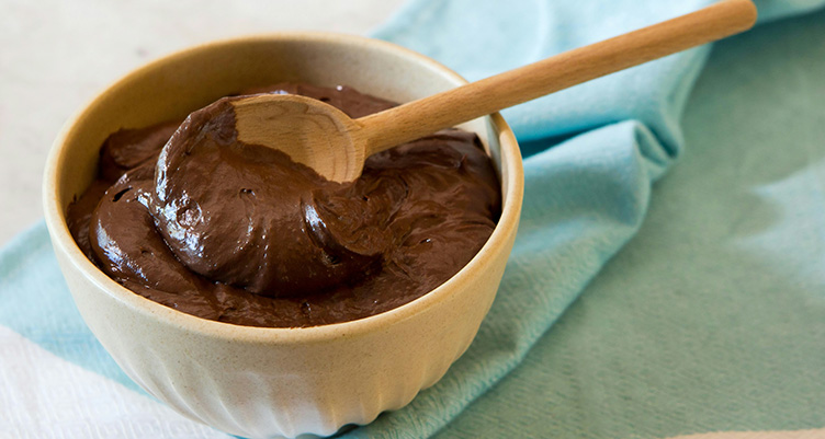 chocolate mousse in a bowl