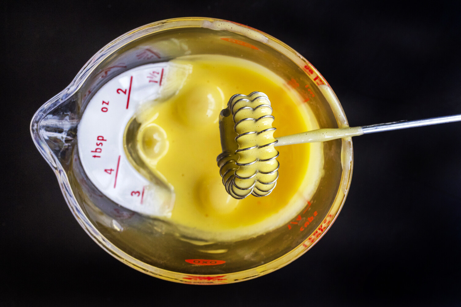 frother mixing egg yolk