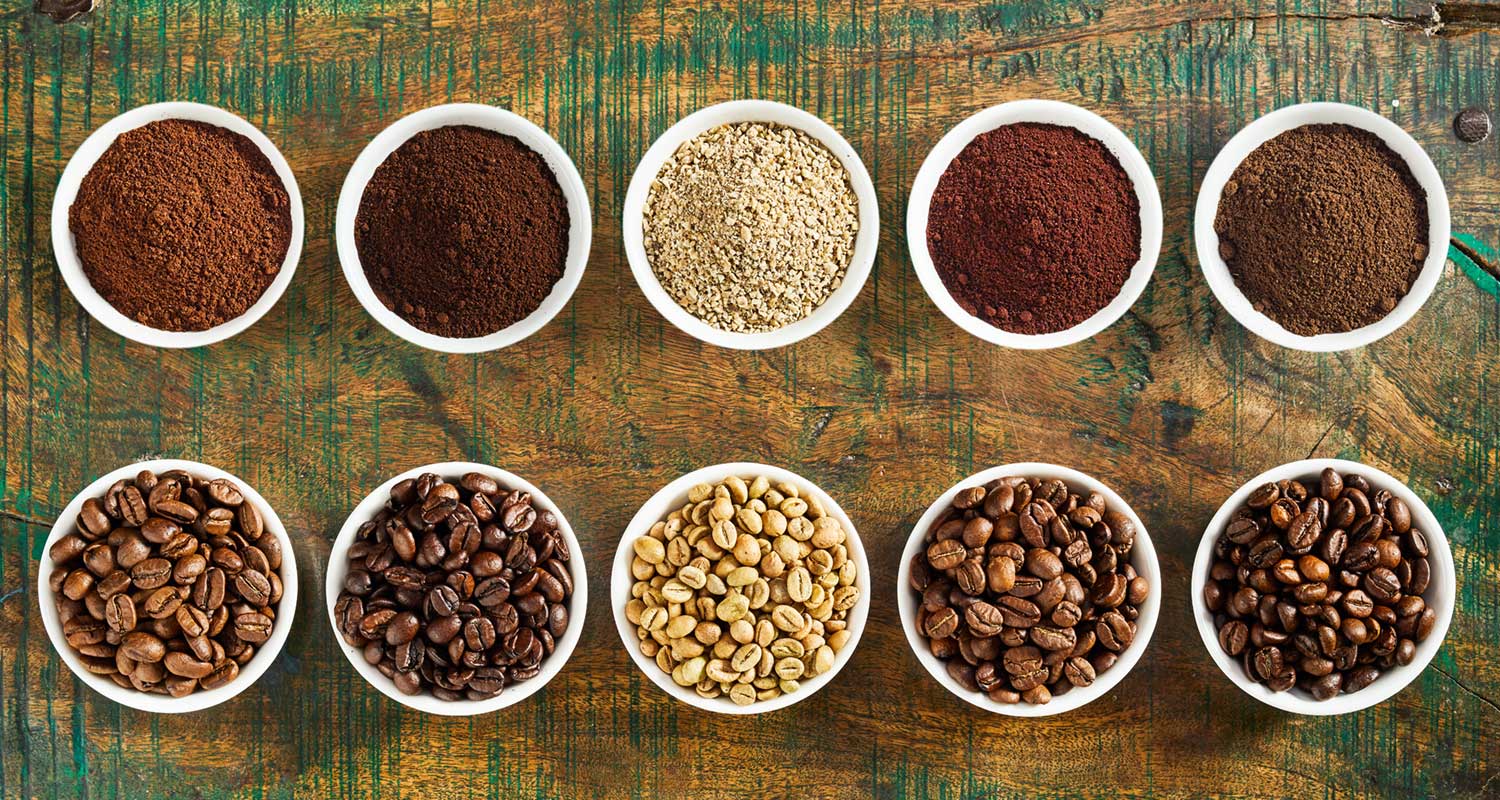 coffee beans at different roast levels