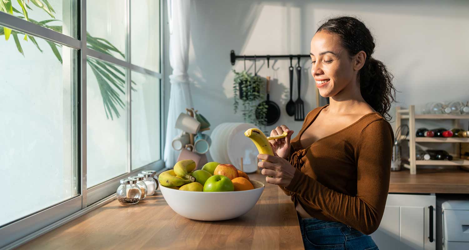 healthy woman in kitchen