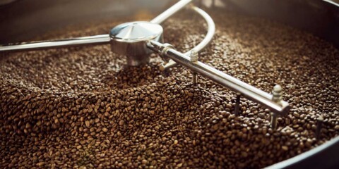 Machine roasting coffee beans.