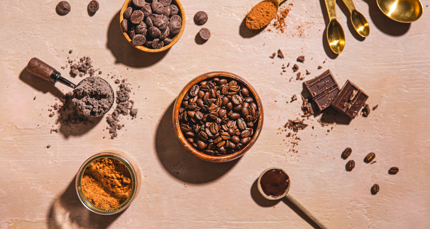 ingredients for coffee chocolate smoothies