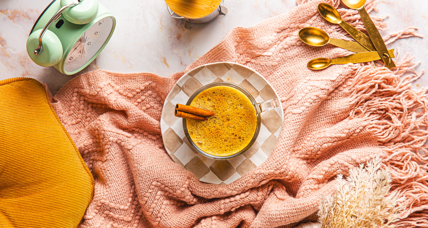 latte on a pink blanket