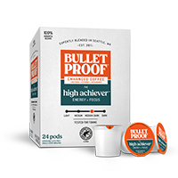 Bulletproof High achiever coffee pods on a counter