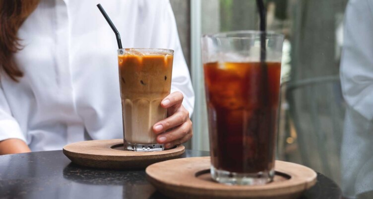 various iced coffees or people drinking iced coffees – no BP packaging 