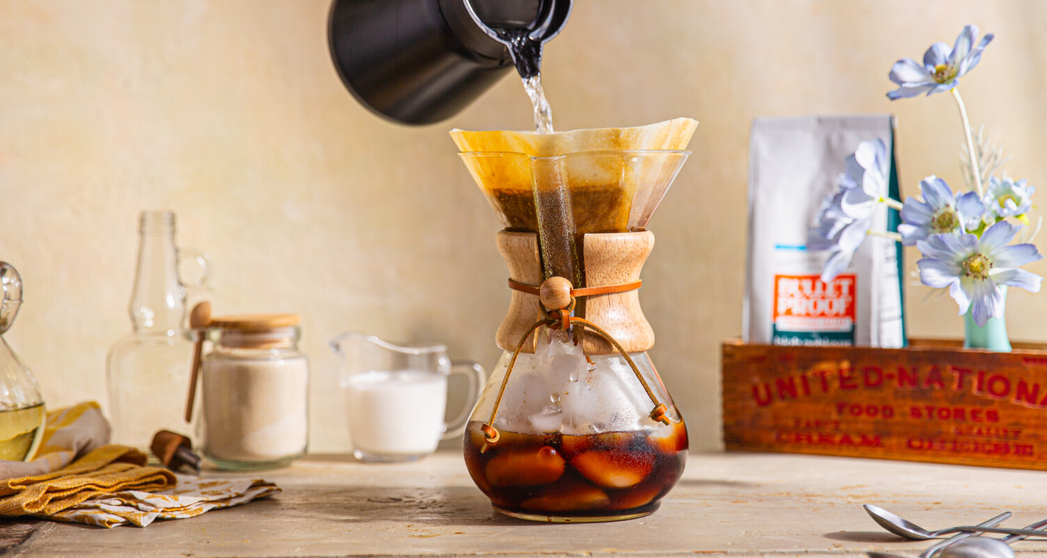 making cold brew in a Chemex pour over