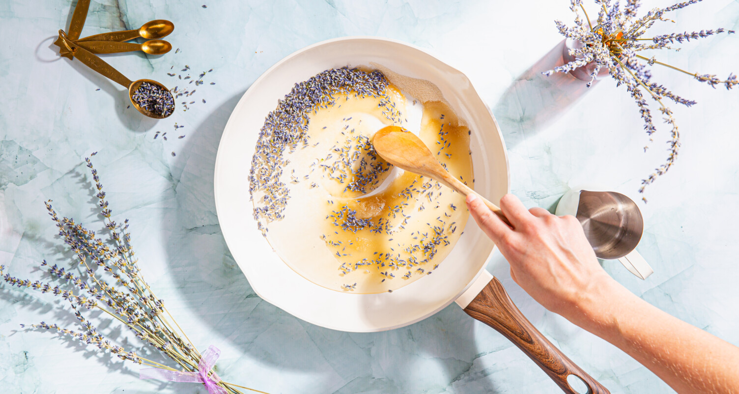 making lavender syrup