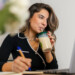 healthy happy person having a protein shake/smoothie