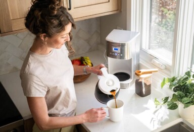 Person drinking or making coffee