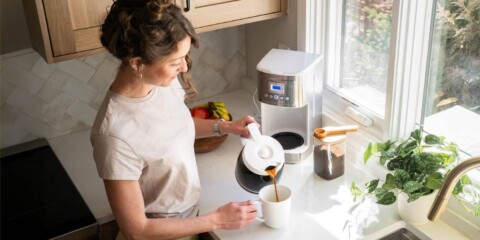 Person drinking or making coffee