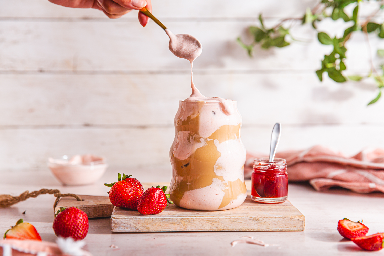 whipped strawberry almond cloud coffee