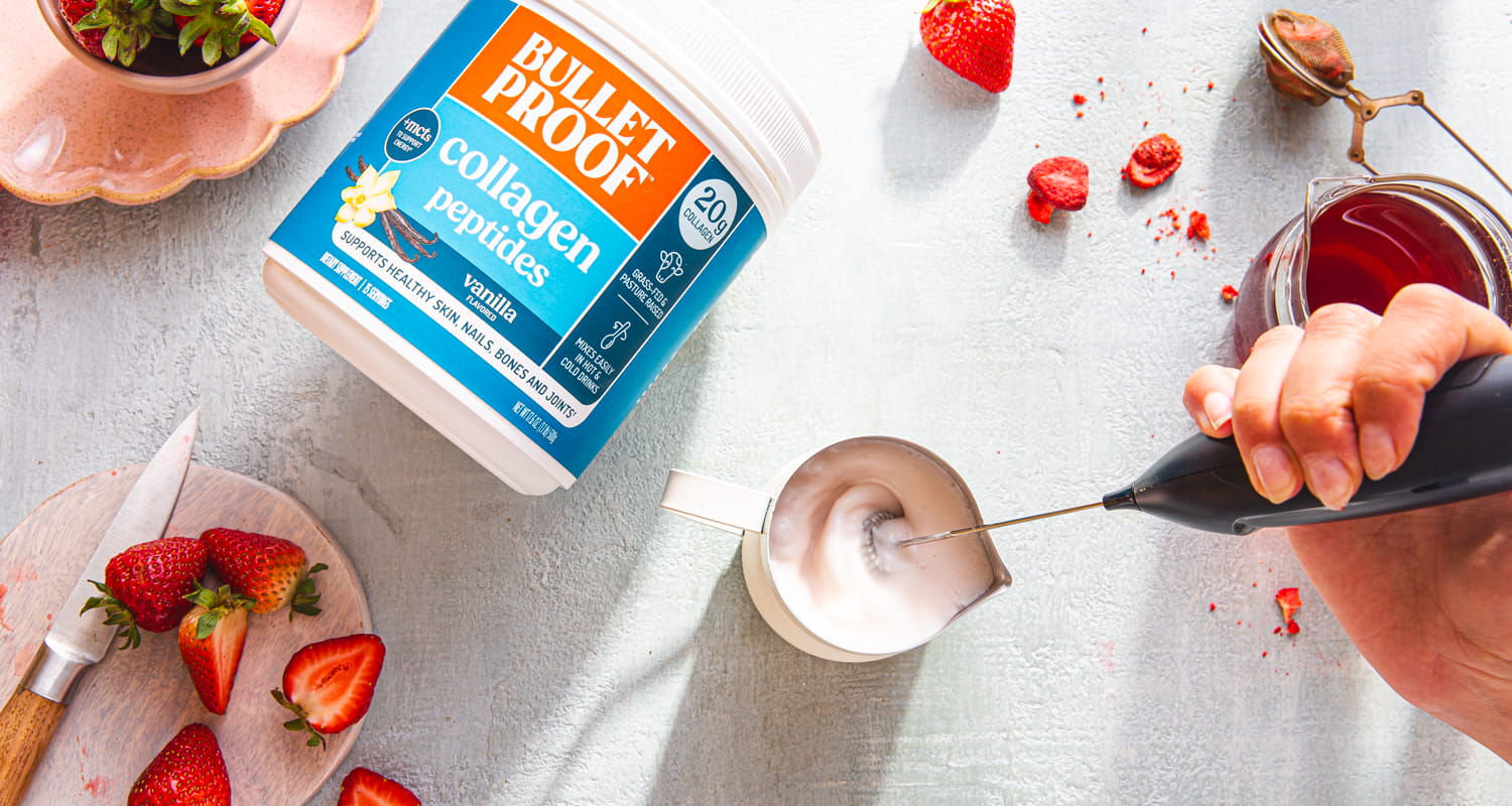 frothing strawberry collagen cold foam