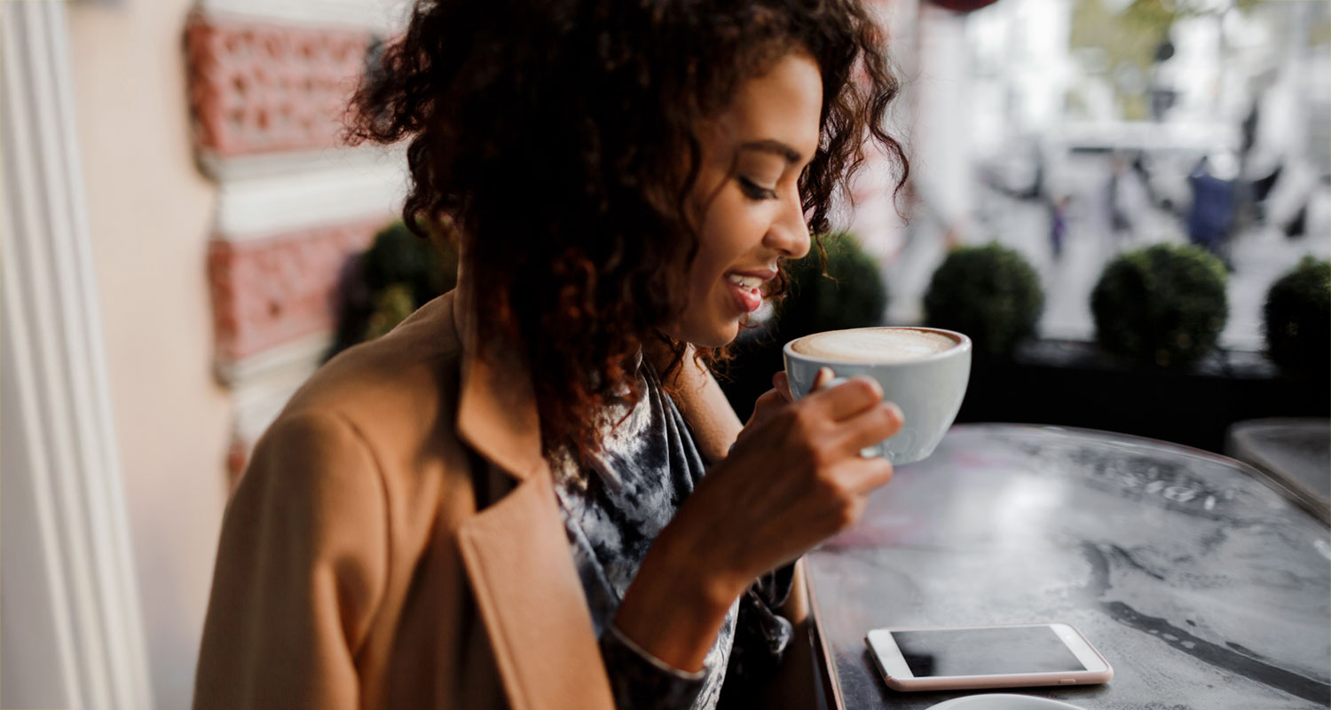 Person drinking coffee