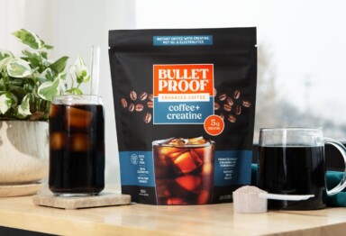 Bulletproof Coffee + creatine on kitchen counter